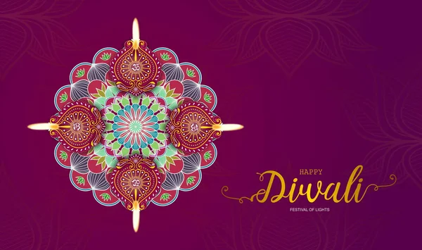 Happy Diwali Festival Lights Concept Design Background Beautiful Clay Lamps — стоковое фото