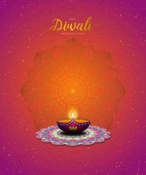 Happy Diwali Luces Festival Ilustración Concepto Fondo Diseño Con Lámpara — Foto de Stock