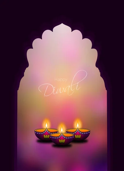 Happy Diwali Festival Diseño Concepto Ilustración Con Arco Árabe Linternas —  Fotos de Stock