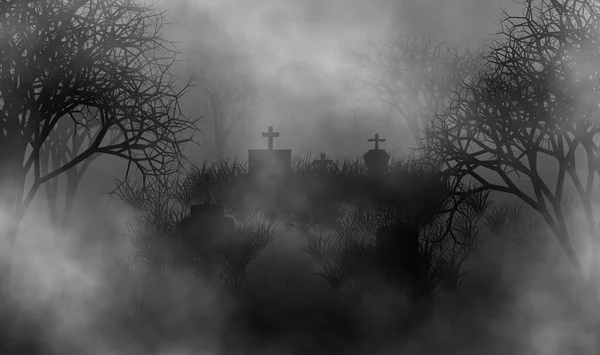 Cementerio Muerte Ilustración Concepto Fondo Diseño Para Halloween Tiempo Horror —  Fotos de Stock