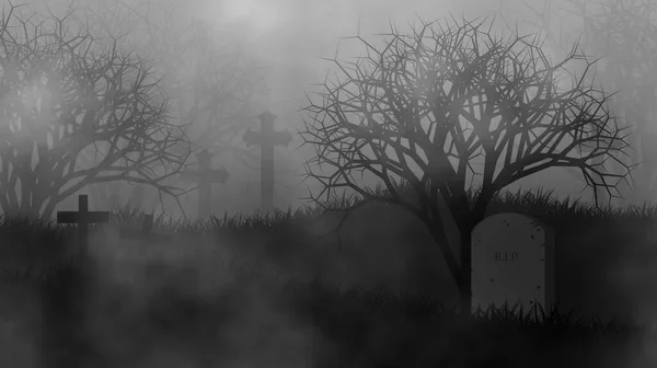 Horreur Cimetière Concept Illustration Conception Fond Pour Halloween Avec Des — Photo