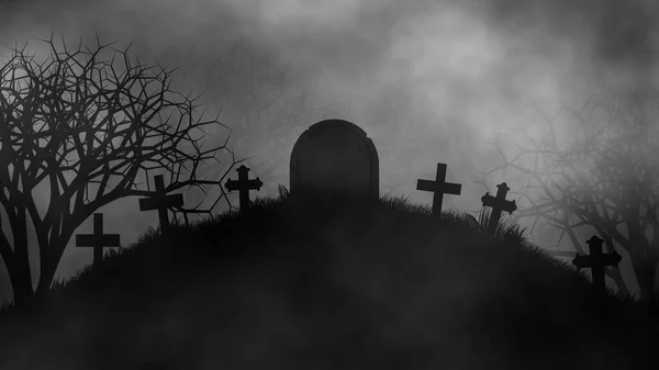 Graveyard Hill Haunted Scary Cemetery Horror Night — Stock Photo, Image