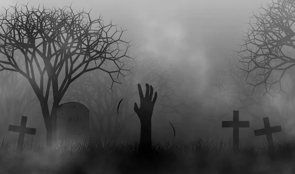 Halloween Thema Mit Der Hand Von Zombie Auf Dem Friedhof — Stockfoto