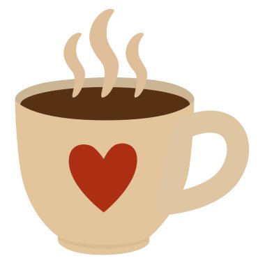 Sıcak bir bej kupa, kırmızı kalp kenarları buharlı kahve, sade, sıcak ve sevgi dolu. Serin sabahlar için mükemmel, yürek ısıtan anlar için ya da rahatlatıcı bir mola için..