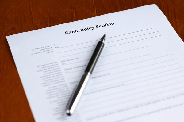 Close-up of a bankruptcy petition