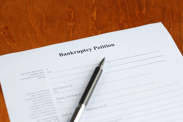 Close-up of a bankruptcy petition