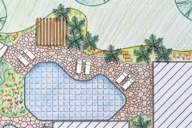 Villa için peyzaj mimarı arka bahçe planı