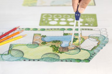 Villa için peyzaj mimarı arka bahçe planı