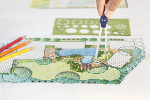 Villa için peyzaj mimarı arka bahçe planı