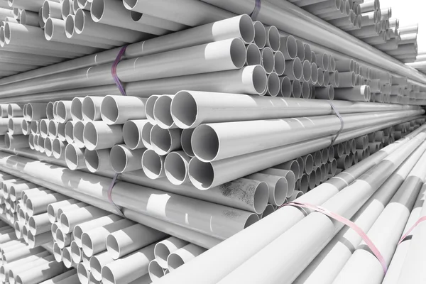 PVC pipes stacked in warehouse. — Stock Photo, Image