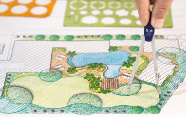 Villa için peyzaj mimarı arka bahçe planı