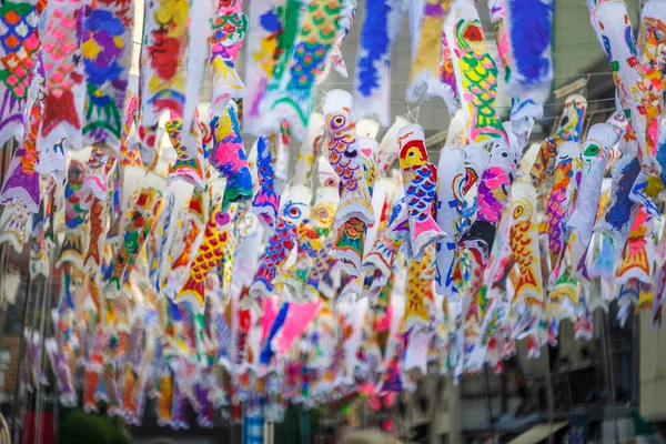 Kawagoe Saitama Japonya Renkli Sazan Balığı Şeritleri Veya Koinobori Japonca — Stok fotoğraf