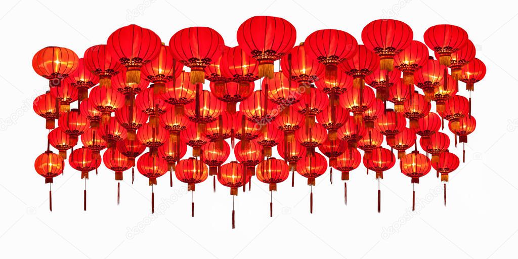 Chinese new year lanterns for celebration on white background.