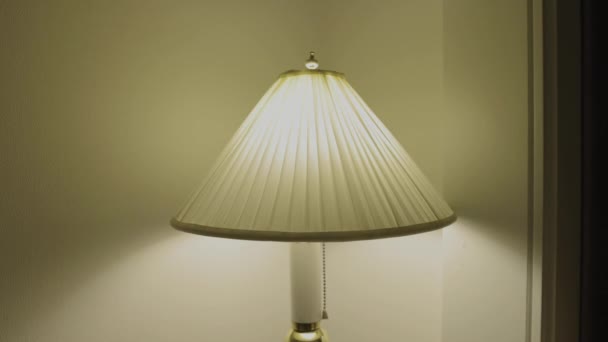 Close Turning Table Lamp Bedroom — Stock Video