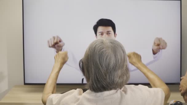 Mujer Anciana Reúnen Con Médico Línea Para Consultar Sobre Salud — Vídeos de Stock