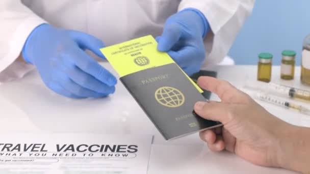 Receba Certificado Internacional Vacinação Antes Viajar — Vídeo de Stock