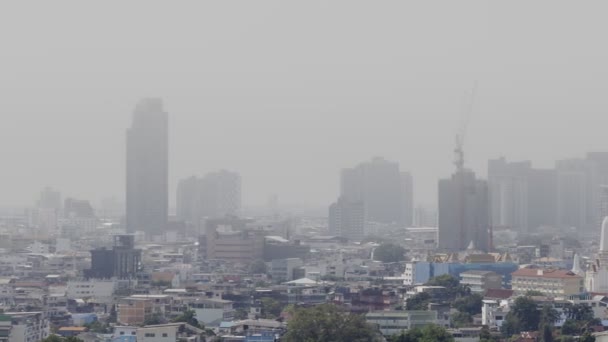 在泰国曼谷 有害水平的空气污染问题 带有Pm2 5灰尘 烟雾或薄雾 能见度低 — 图库视频影像