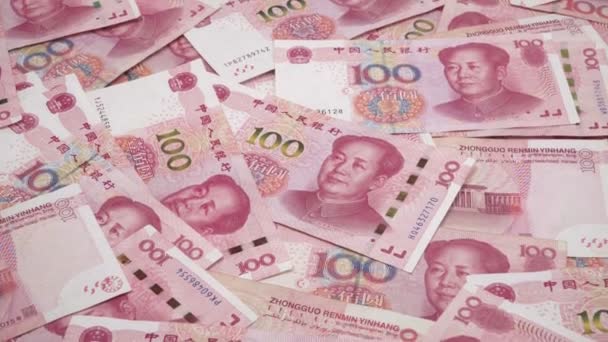 Κινέζικα 100 Rmb Τραπεζογραμμάτια Γιουάν Από Νόμισμα Της Κίνας — Αρχείο Βίντεο