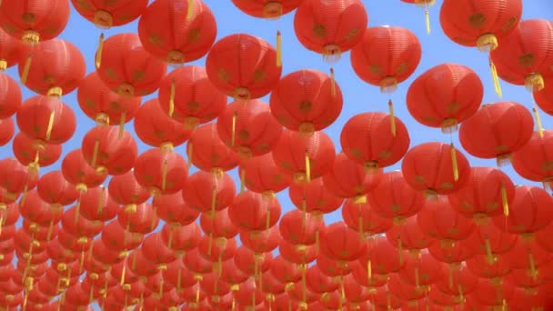 Традиционные Китайские Новогодние Фонари Районе Чайнатауна — стоковое видео