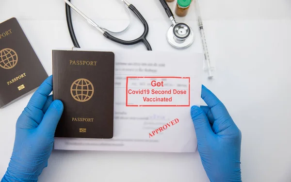 Recebeu Covid Segunda Dose Vacinada Antes Viajar Dias — Fotografia de Stock