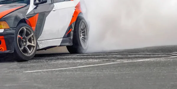 Carrera Deriva Coche Quema Neumáticos Pista Velocidad — Foto de Stock