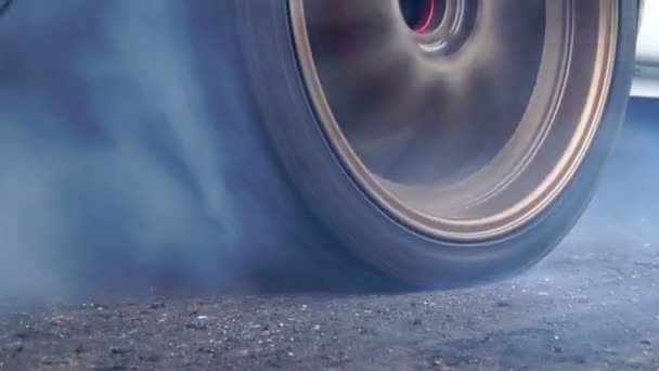 Drift Car Burning Tire Starting Line Prepare Race — Stockvideo