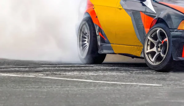 Carrera Deriva Coche Quema Neumáticos Pista Velocidad —  Fotos de Stock