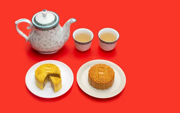 中秋节的月饼加茶 — 图库照片