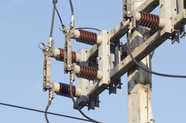 High voltage switches on pole — Stock Photo, Image