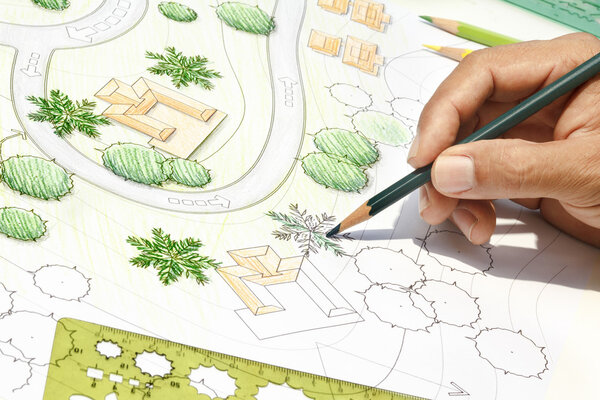 Landscape Architect Designing on site analysis plan