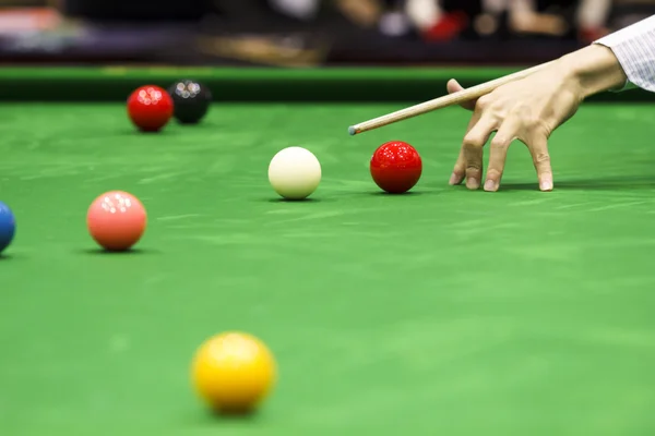 Snooker koule a hráč — Stock fotografie