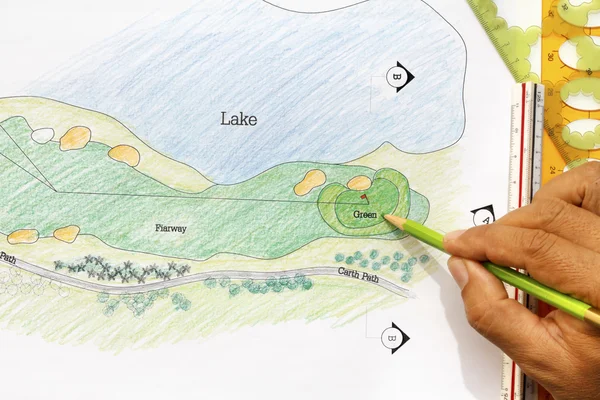 Landscape architect design golf course plan.