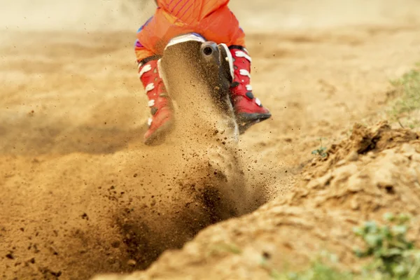 Escombros de uma corrida de motocross — Fotografia de Stock