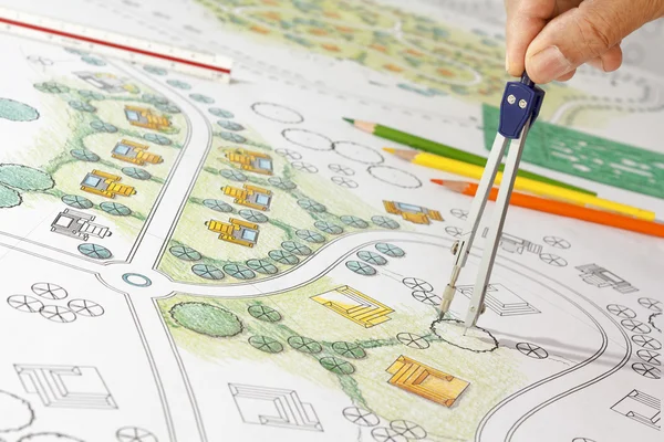 Landscape Designs Blueprints For Resort. — Stock Photo, Image