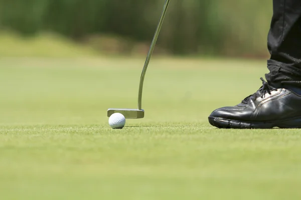 Giocatore di golf mettere il verde — Foto Stock