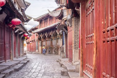 Çin Tarihi Kent sabahları, Lijiang Yunnan, Çin