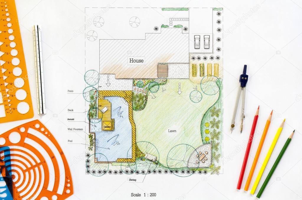 Backyard garden plan in design
