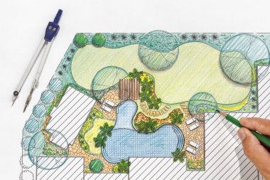 Villa için peyzaj mimarı arka bahçe planı
