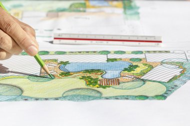 Villa için peyzaj mimarı arka bahçe planı
