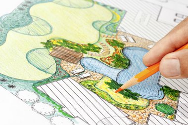 Villa için peyzaj mimarı arka bahçe planı