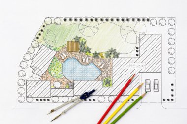 Villa için peyzaj mimarı arka bahçe planı