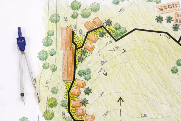 Projetos de paisagem Blueprints Para Resort . — Fotografia de Stock