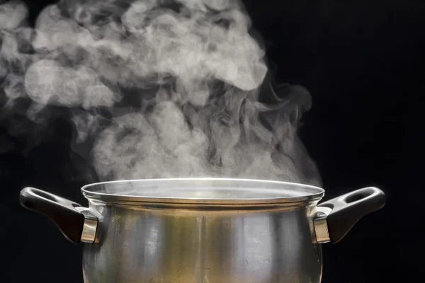 Steam over cooking pot — Stock Photo, Image