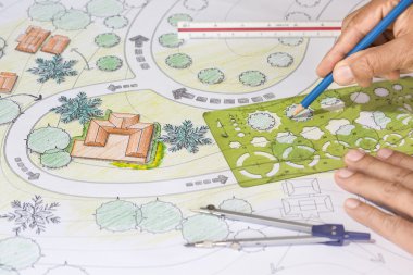 Peyzaj mimarı planları Resort için tasarımlar..