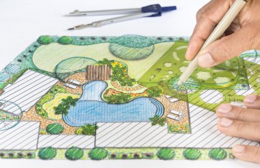 Villa için peyzaj mimarı arka bahçe planı