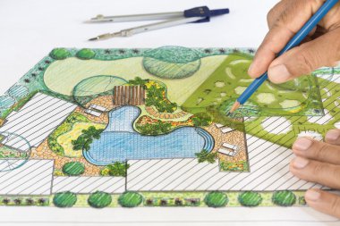 Villa için peyzaj mimarı arka bahçe planı