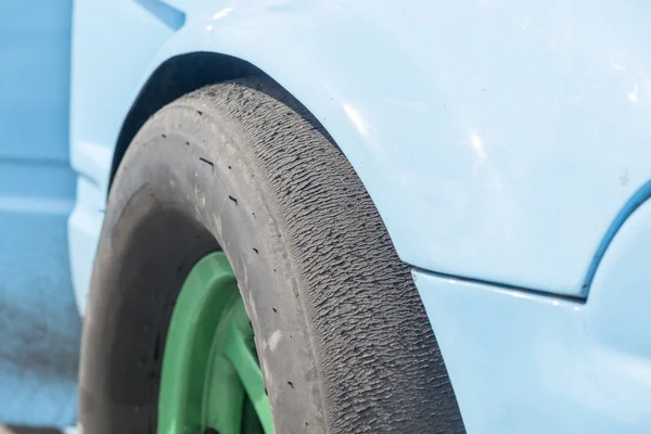 Textura de pneu liso em corridas de pista — Fotografia de Stock