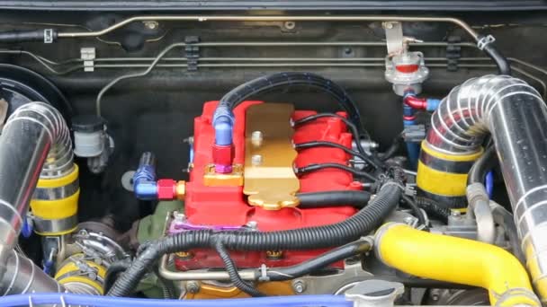 Moteur diesel de voiture de course — Video