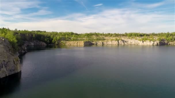 Flying Over Quarry Lake — Stockvideo