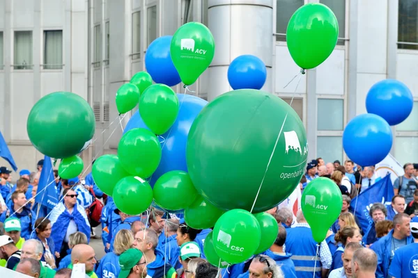 Belgijska policja protestuje przed zmianami w przepisach emerytalnych i stan — Zdjęcie stockowe